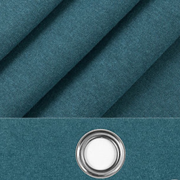 Fieldcrest Heritage Davina Solid 100% Blackout Grommet in deep turquoise 50x96” - Picture 2 of 4